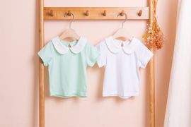[BEBELOUTE] Short Sleeve Collar T (White), Baby Shirts, Infant Summer Shirts, 100% Cotton_ Made in KOREA